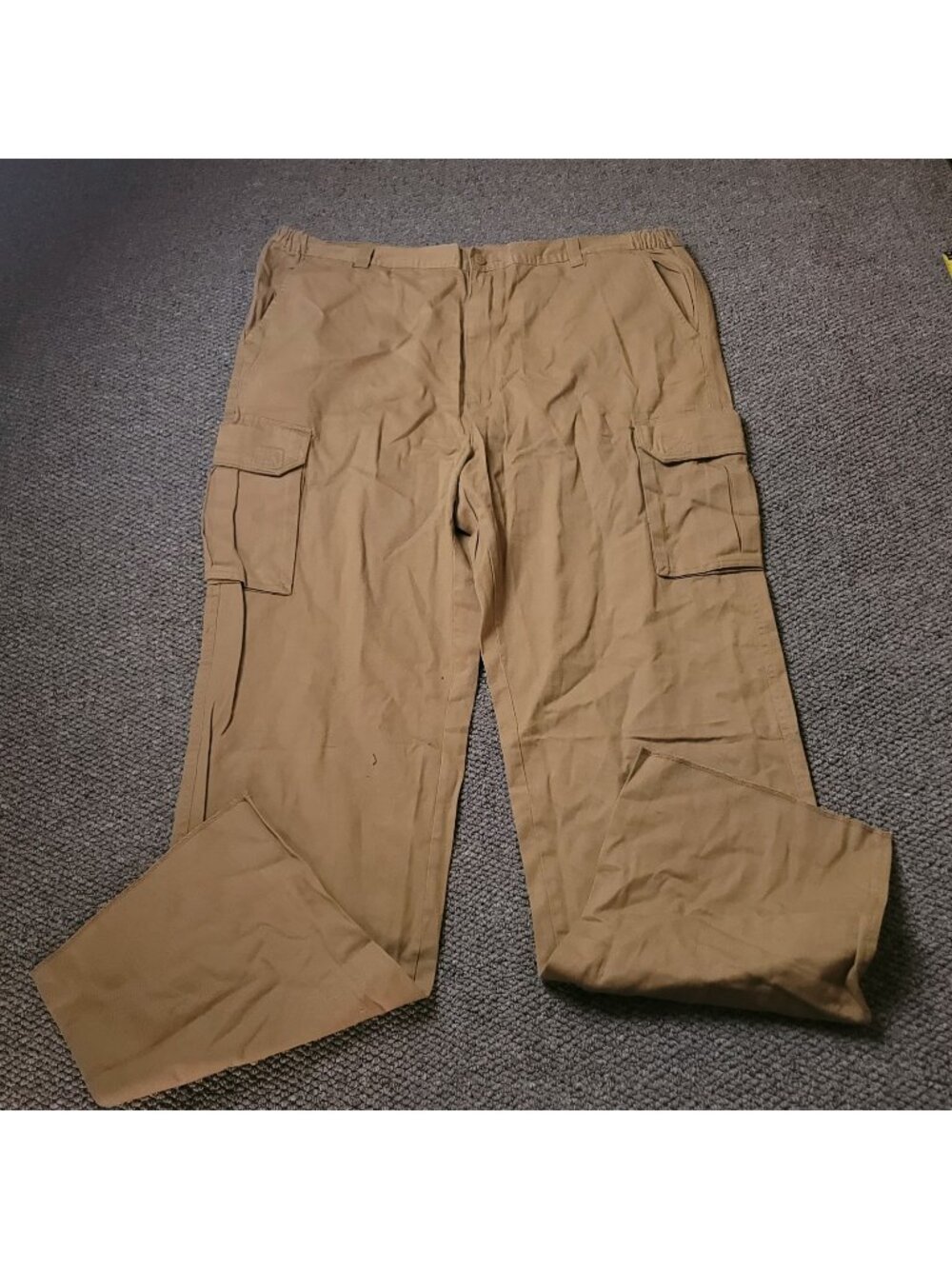 Boulder Creek Cargo Pants Mens 48 x38L Big Tall Khaki Elastic LL Beige y2K